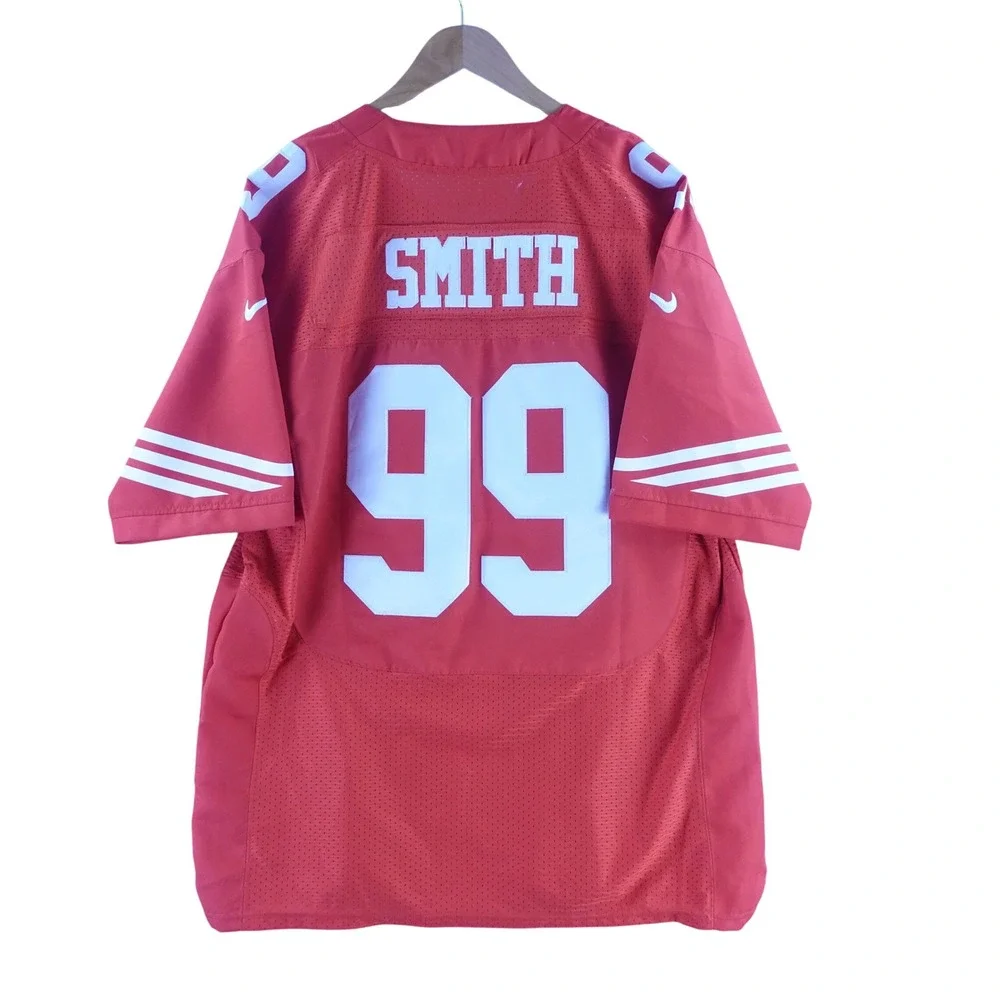 Nike Men 56 San Francisco 49ers Justin Smith 99 On Field Jersey Red NFL Football